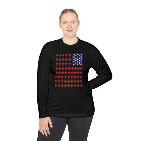 Patriotic Fishing Long Sleeve Tee - Unisex Tee for Outdoor Adventures, Fishing Gear, Vacation Wear, Independence Day Gift, Casual Comfort - Get Tight Gear