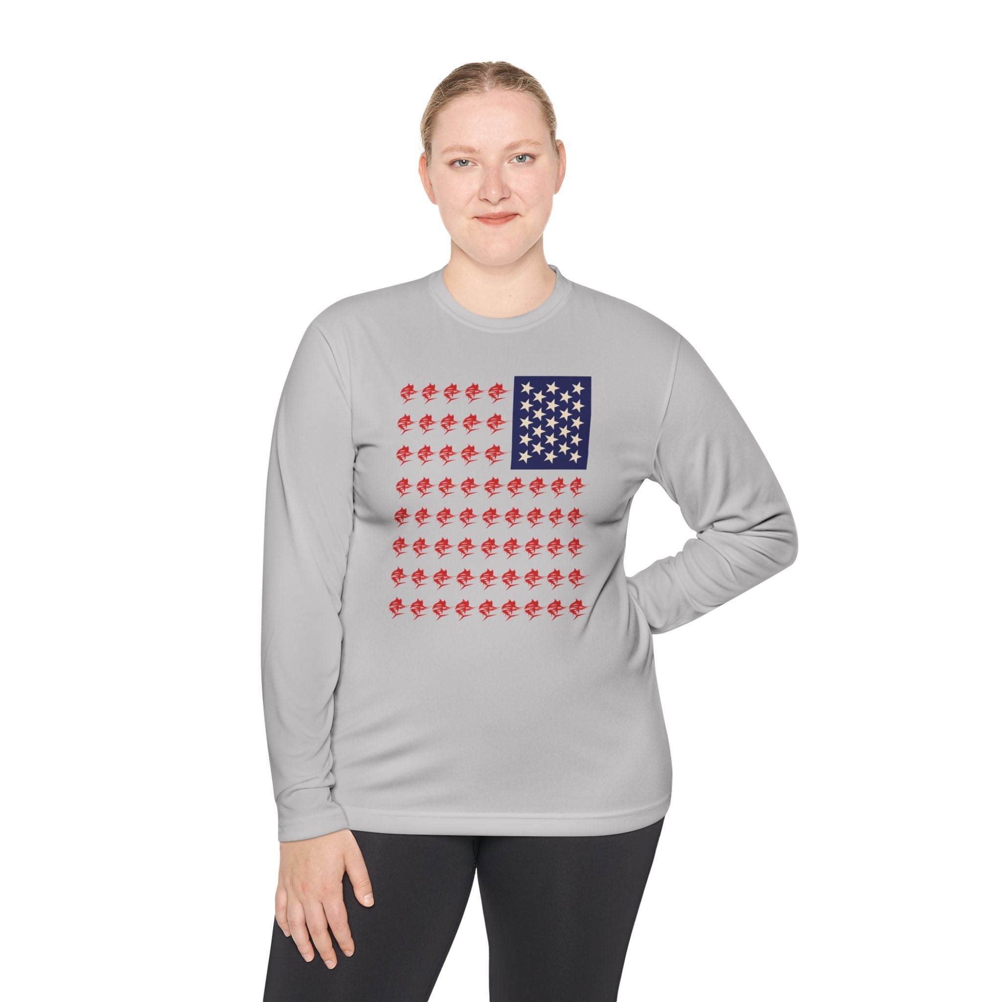 Patriotic Fishing Long Sleeve Tee - Unisex Tee for Outdoor Adventures, Fishing Gear, Vacation Wear, Independence Day Gift, Casual Comfort - Get Tight Gear