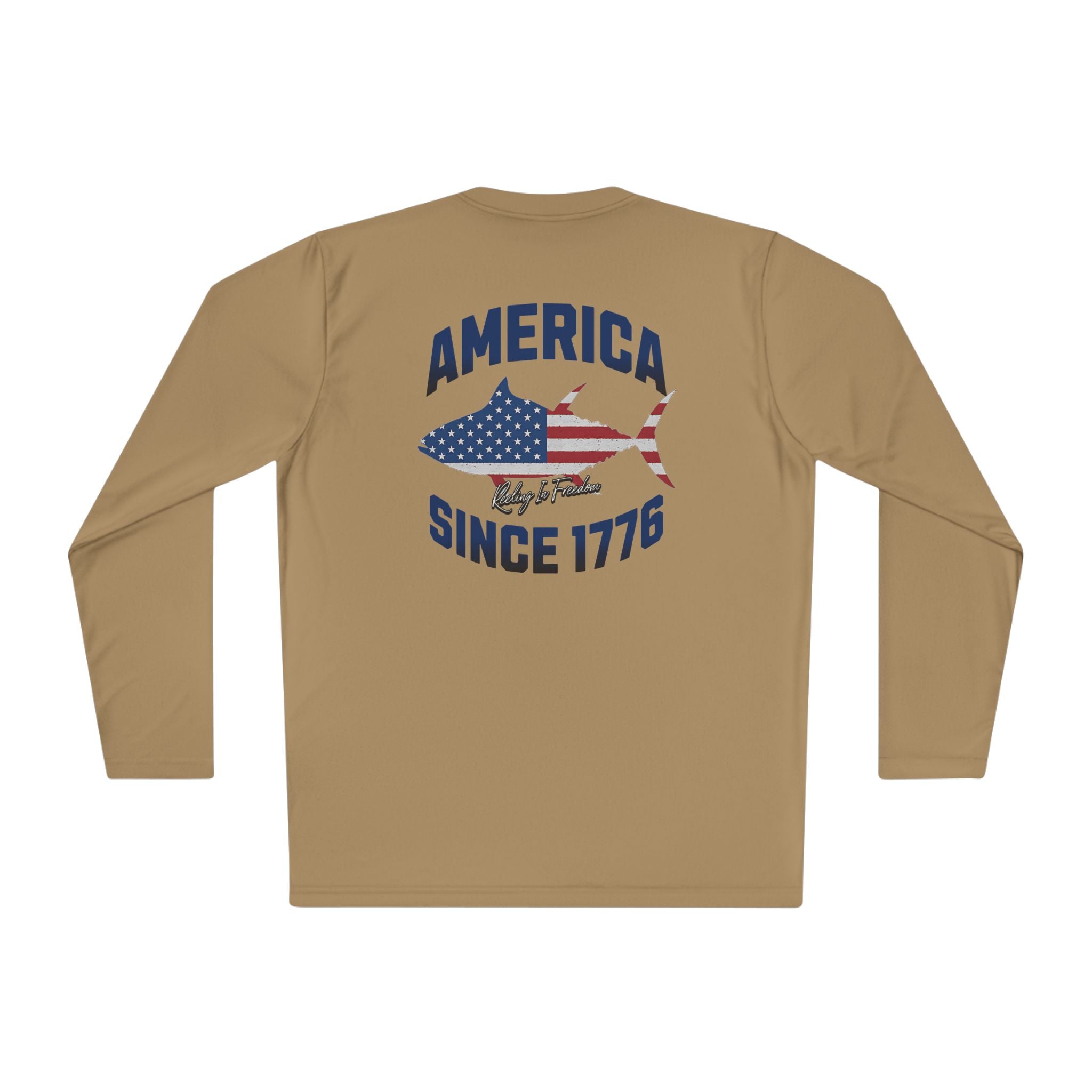 Patriotic Fishing Long Sleeve Tee - Unisex Tee for Outdoor Adventures, Fishing Gear, Vacation Wear, Independence Day Gift, Casual Comfort - Get Tight Gear