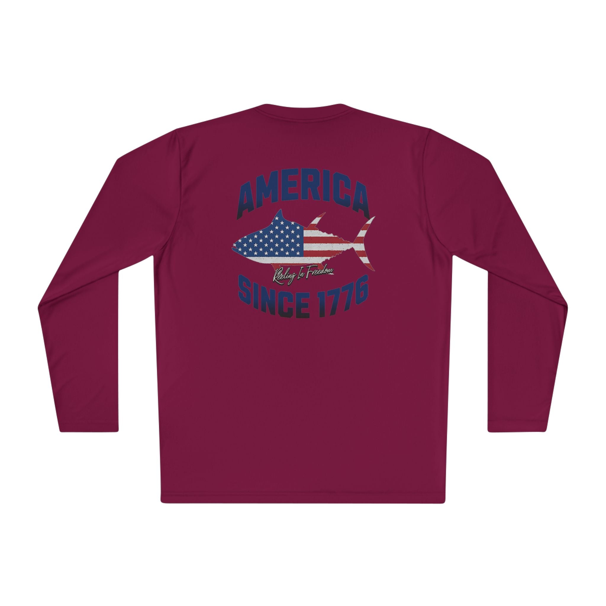 Patriotic Fishing Long Sleeve Tee - Unisex Tee for Outdoor Adventures, Fishing Gear, Vacation Wear, Independence Day Gift, Casual Comfort - Get Tight Gear