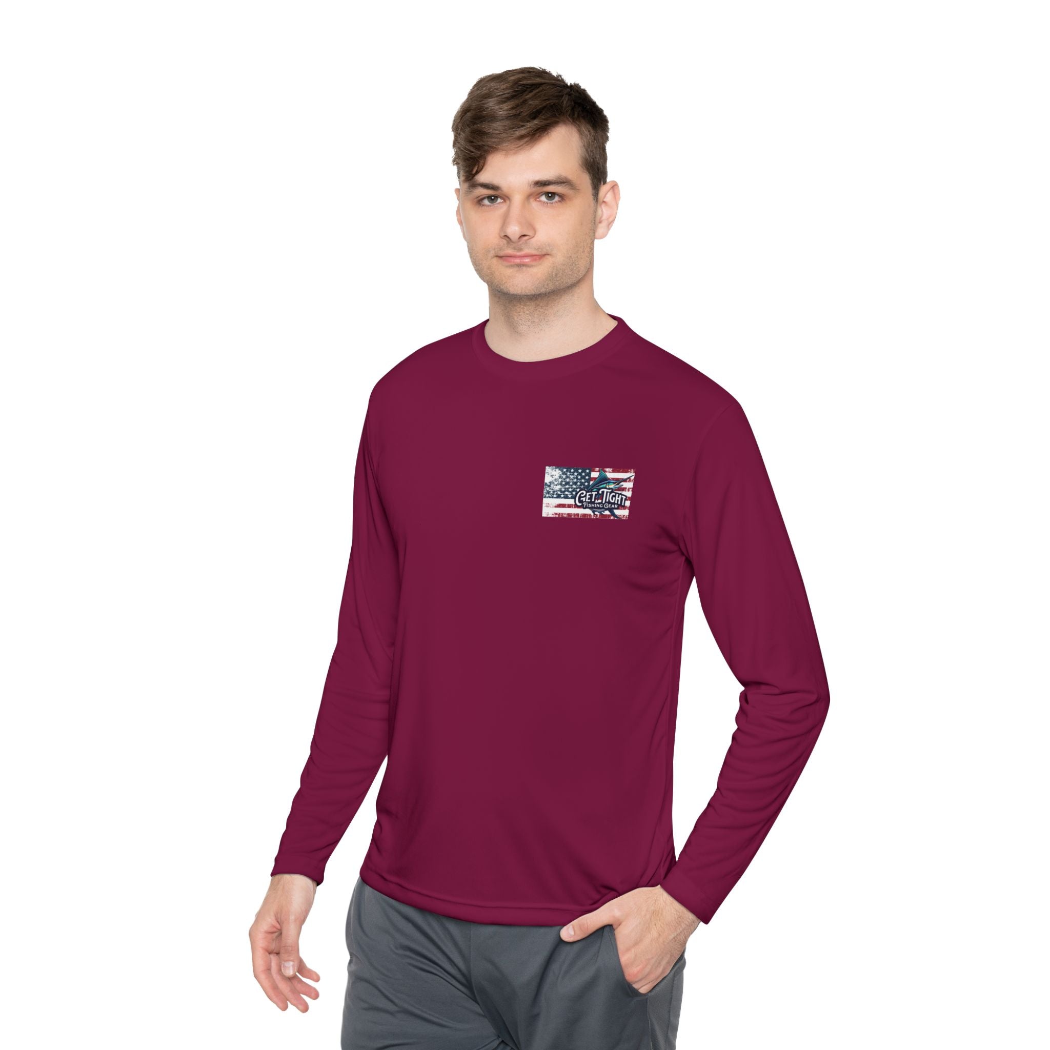 Patriotic Fishing Long Sleeve Tee - Unisex Tee for Outdoor Adventures, Fishing Gear, Vacation Wear, Independence Day Gift, Casual Comfort - Get Tight Gear