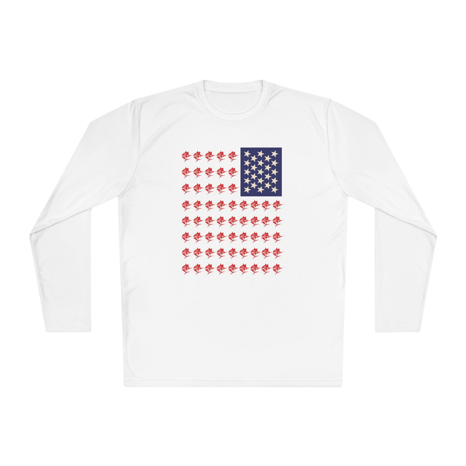 Patriotic Fishing Long Sleeve Tee - Unisex Tee for Outdoor Adventures, Fishing Gear, Vacation Wear, Independence Day Gift, Casual Comfort - Get Tight Gear