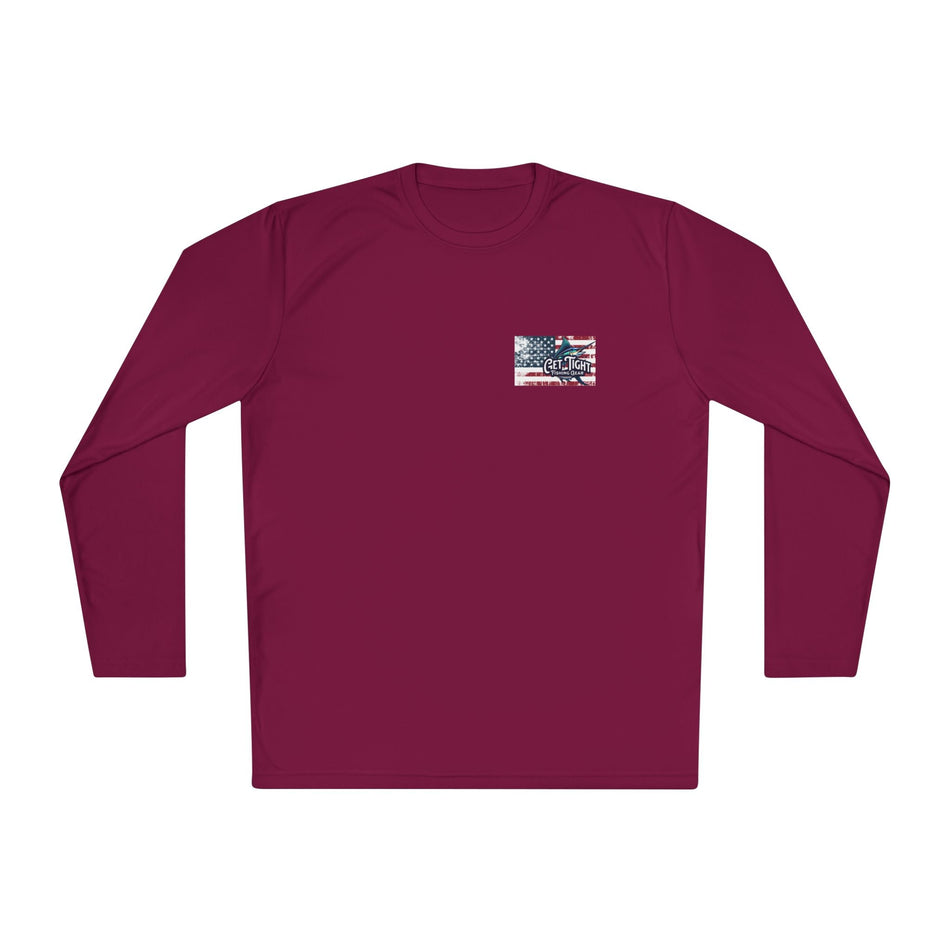 Patriotic Fishing Long Sleeve Tee - Unisex Tee for Outdoor Adventures, Fishing Gear, Vacation Wear, Independence Day Gift, Casual Comfort - Get Tight Gear