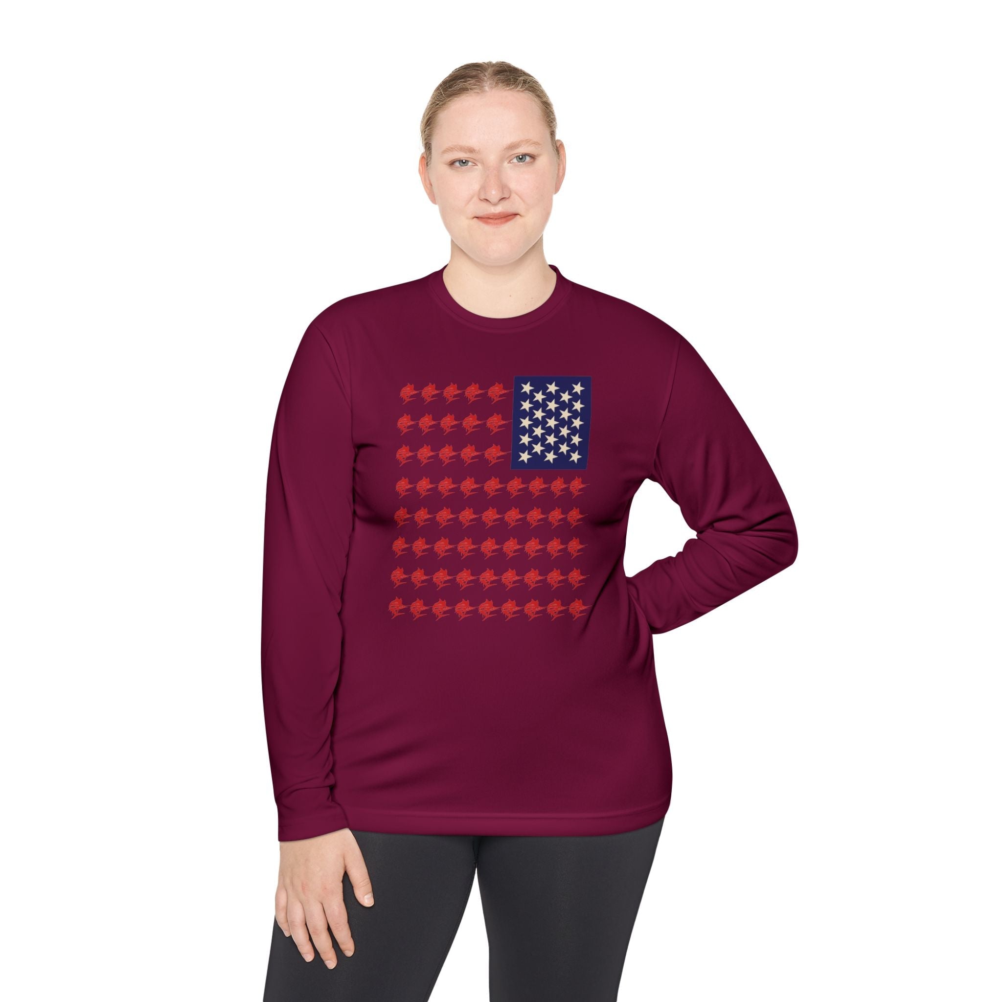 Patriotic Fishing Long Sleeve Tee - Unisex Tee for Outdoor Adventures, Fishing Gear, Vacation Wear, Independence Day Gift, Casual Comfort - Get Tight Gear