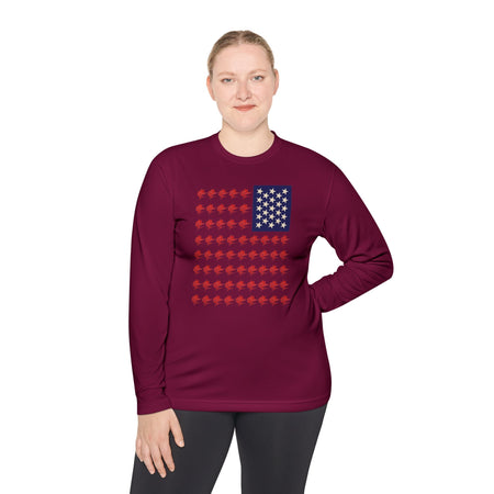 Patriotic Fishing Long Sleeve Tee - Unisex Tee for Outdoor Adventures, Fishing Gear, Vacation Wear, Independence Day Gift, Casual Comfort - Get Tight Gear