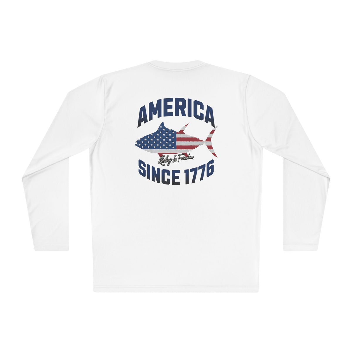 Patriotic Fishing Long Sleeve Tee - Unisex Tee for Outdoor Adventures, Fishing Gear, Vacation Wear, Independence Day Gift, Casual Comfort - Get Tight Gear