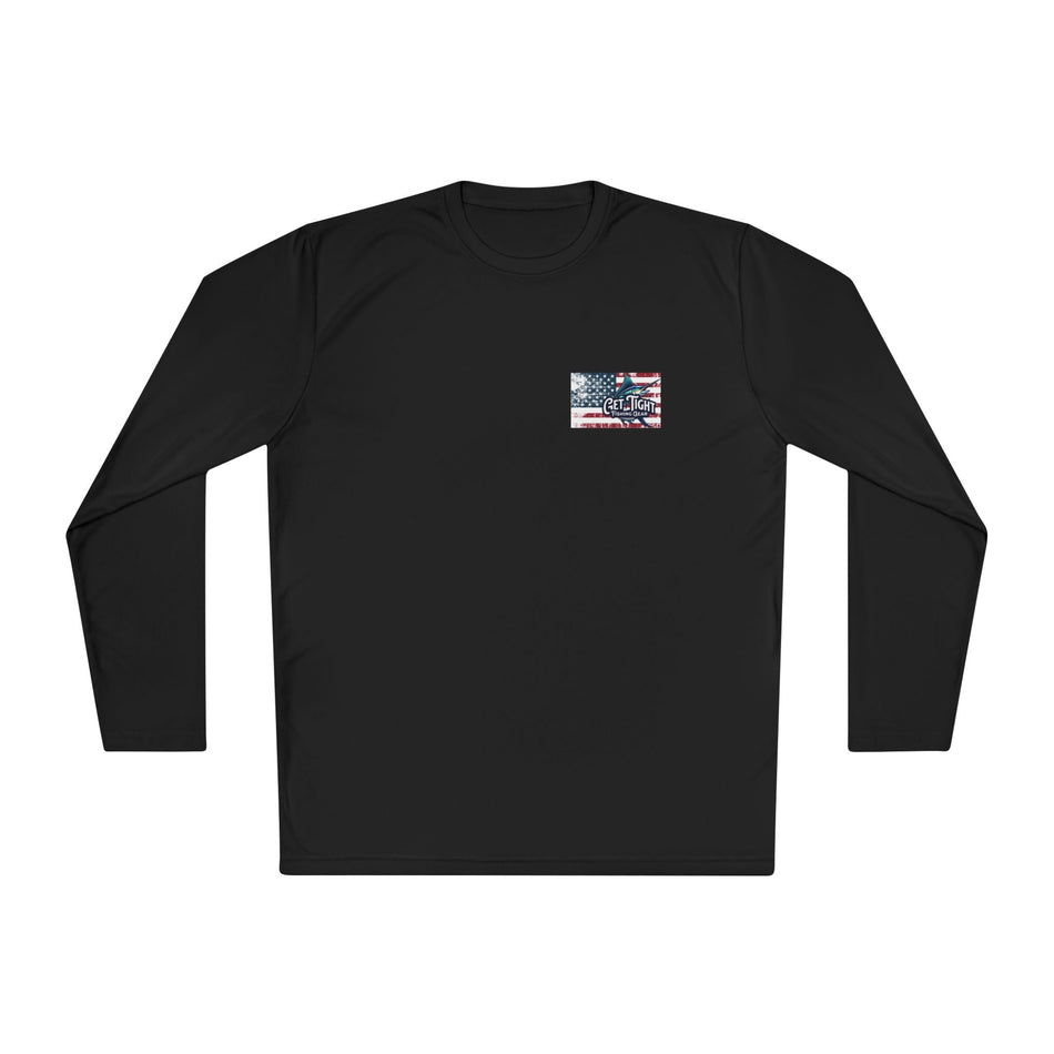 Patriotic Fishing Long Sleeve Tee - Unisex Tee for Outdoor Adventures, Fishing Gear, Vacation Wear, Independence Day Gift, Casual Comfort - Get Tight Gear