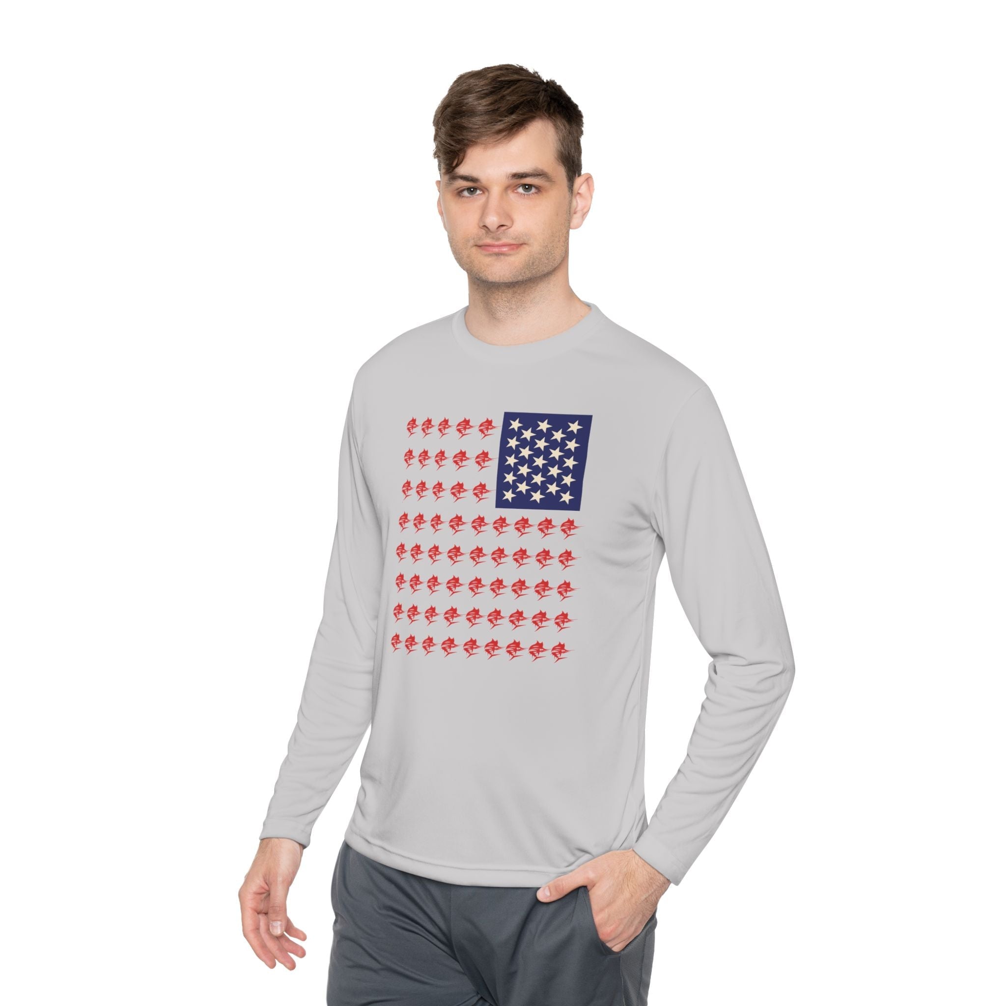 Patriotic Fishing Long Sleeve Tee - Unisex Tee for Outdoor Adventures, Fishing Gear, Vacation Wear, Independence Day Gift, Casual Comfort - Get Tight Gear