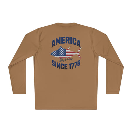 Patriotic Fishing Long Sleeve Tee - Unisex Tee for Outdoor Adventures, Fishing Gear, Vacation Wear, Independence Day Gift, Casual Comfort - Get Tight Gear