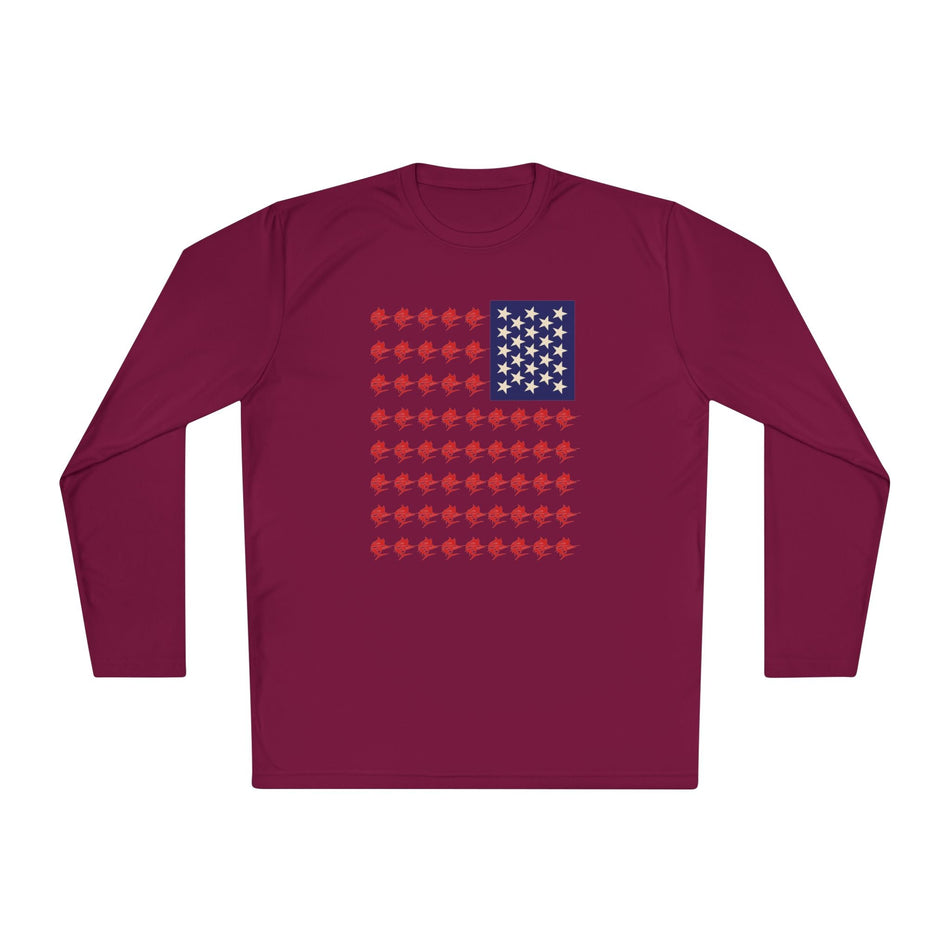 Patriotic Fishing Long Sleeve Tee - Unisex Tee for Outdoor Adventures, Fishing Gear, Vacation Wear, Independence Day Gift, Casual Comfort - Get Tight Gear