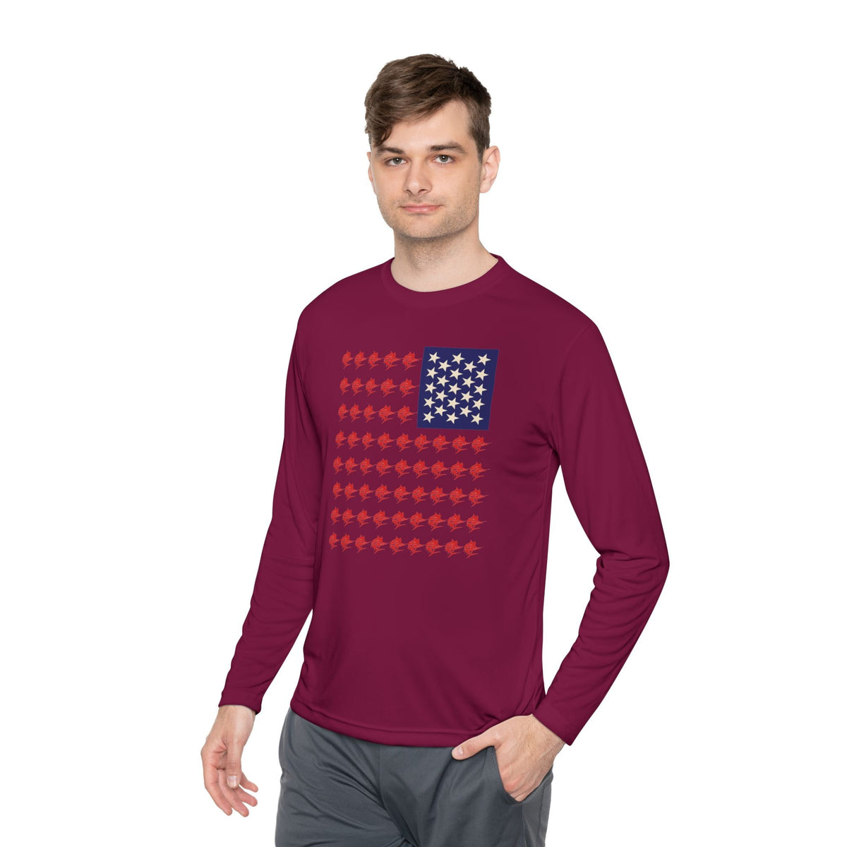 Patriotic Fishing Long Sleeve Tee - Unisex Tee for Outdoor Adventures, Fishing Gear, Vacation Wear, Independence Day Gift, Casual Comfort - Get Tight Gear