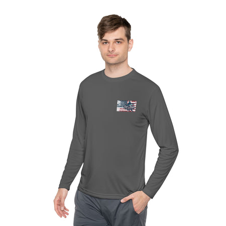 Patriotic Fishing Long Sleeve Tee - Unisex Tee for Outdoor Adventures, Fishing Gear, Vacation Wear, Independence Day Gift, Casual Comfort - Get Tight Gear