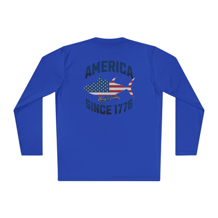 Patriotic Fishing Long Sleeve Tee - Unisex Tee for Outdoor Adventures, Fishing Gear, Vacation Wear, Independence Day Gift, Casual Comfort - Get Tight Gear