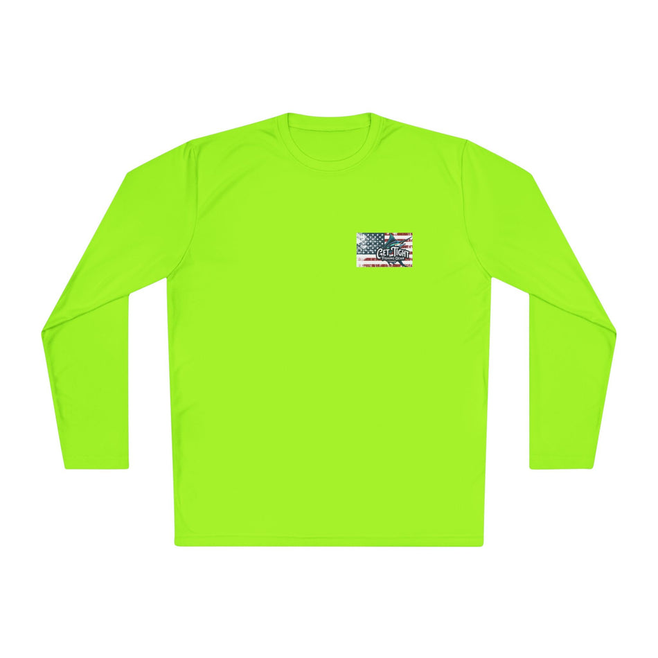 Patriotic Fishing Long Sleeve Tee - Unisex Tee for Outdoor Adventures, Fishing Gear, Vacation Wear, Independence Day Gift, Casual Comfort - Get Tight Gear