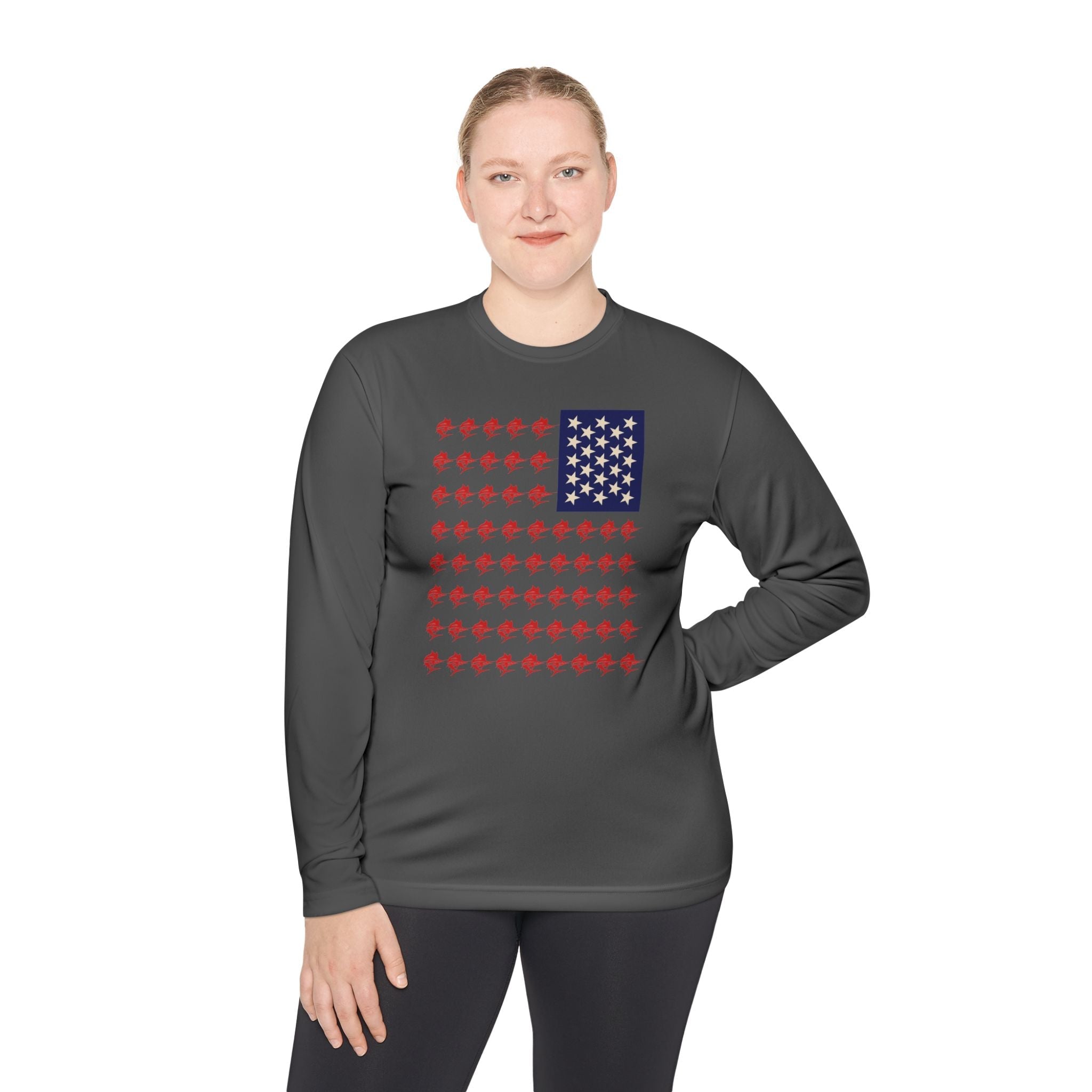 Patriotic Fishing Long Sleeve Tee - Unisex Tee for Outdoor Adventures, Fishing Gear, Vacation Wear, Independence Day Gift, Casual Comfort - Get Tight Gear
