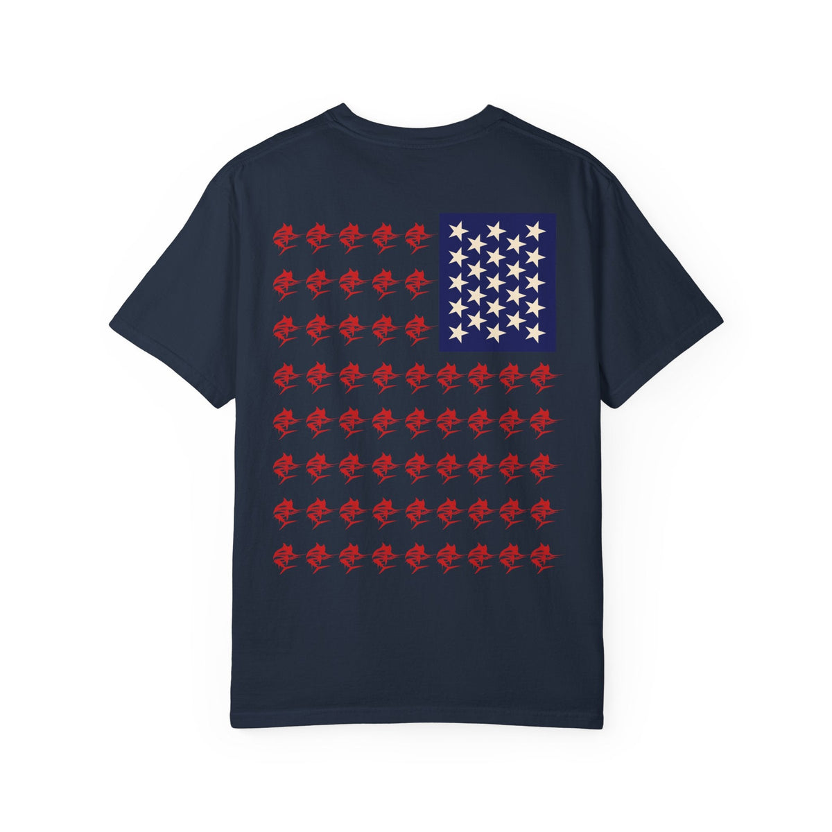 Patriotic Marlin Graphic T-Shirt, American Flag Tee, Summer Casual Wear, Unisex Gift, Independence Day Stylish Top - Get Tight Gear