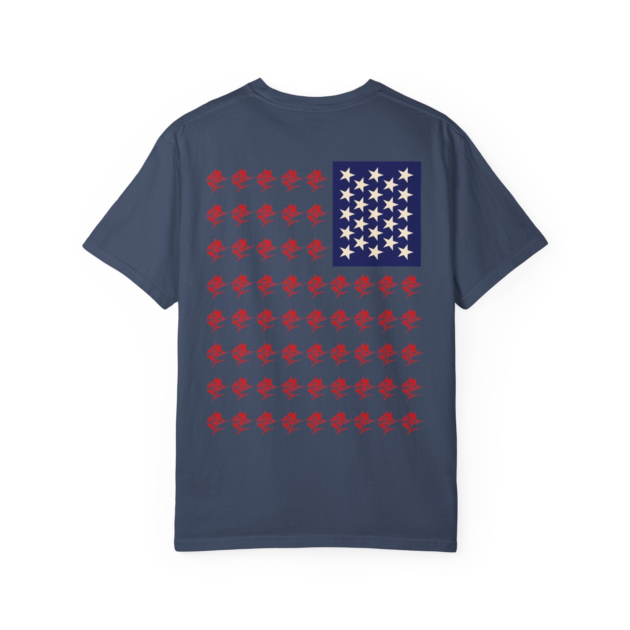 Patriotic Marlin Graphic T-Shirt, American Flag Tee, Summer Casual Wear, Unisex Gift, Independence Day Stylish Top - Get Tight Gear
