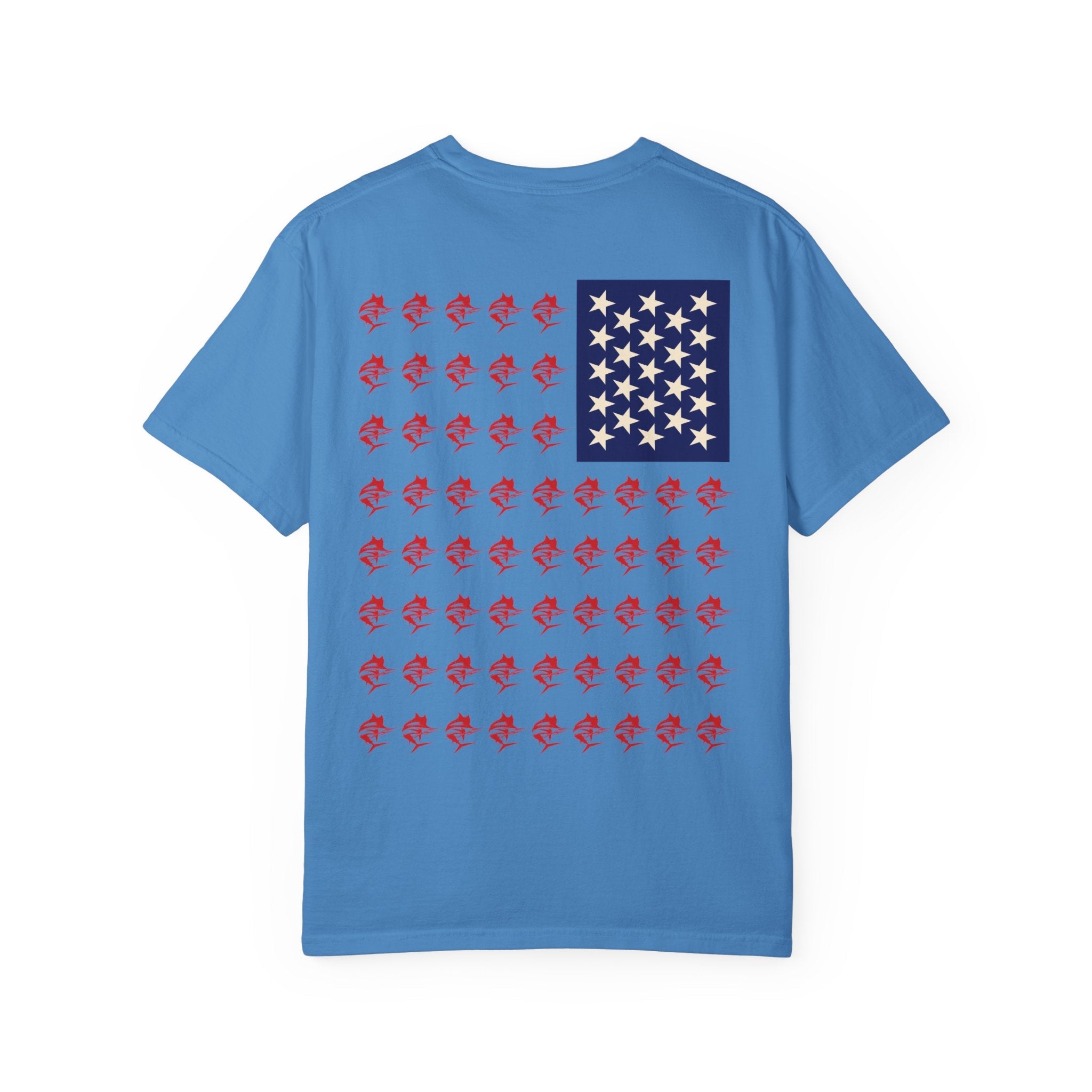 Patriotic Marlin Graphic T-Shirt, American Flag Tee, Summer Casual Wear, Unisex Gift, Independence Day Stylish Top - Get Tight Gear