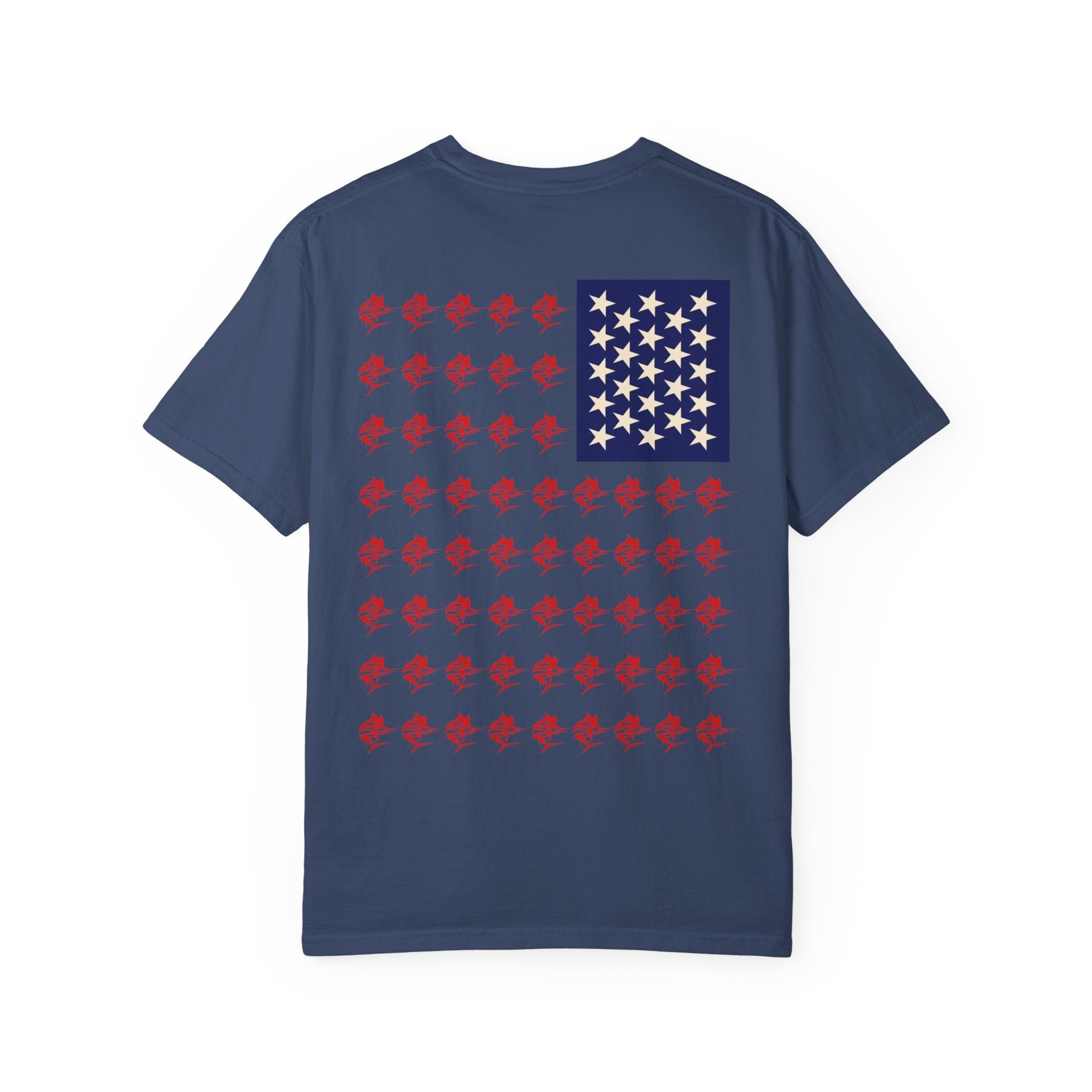 Patriotic Marlin Graphic T-Shirt, American Flag Tee, Summer Casual Wear, Unisex Gift, Independence Day Stylish Top - Get Tight Gear