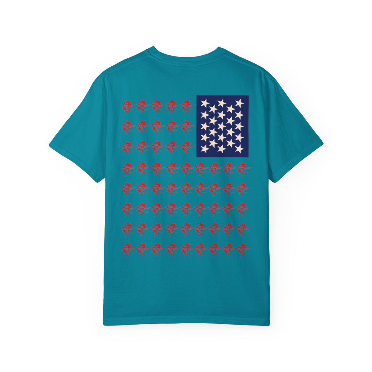 Patriotic Marlin Graphic T-Shirt, American Flag Tee, Summer Casual Wear, Unisex Gift, Independence Day Stylish Top - Get Tight Gear