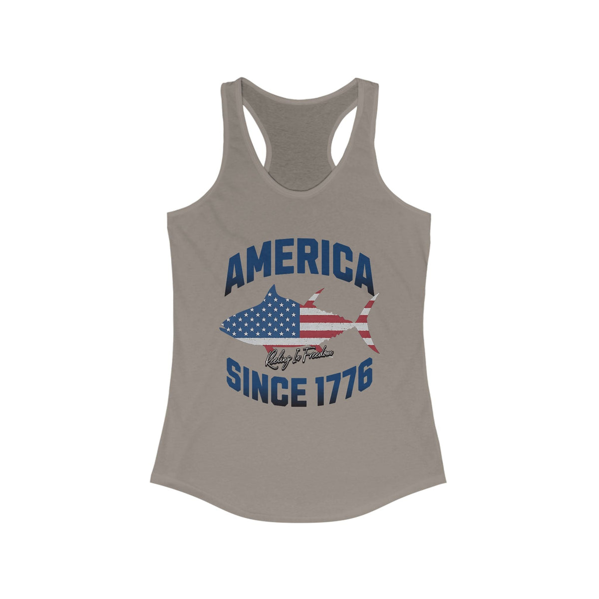 Patriotic Women's Racerback Tank Top, Ideal for Independence Day, Summer BBQs, Casual Outings, Fourth of July, American Pride - Get Tight Gear