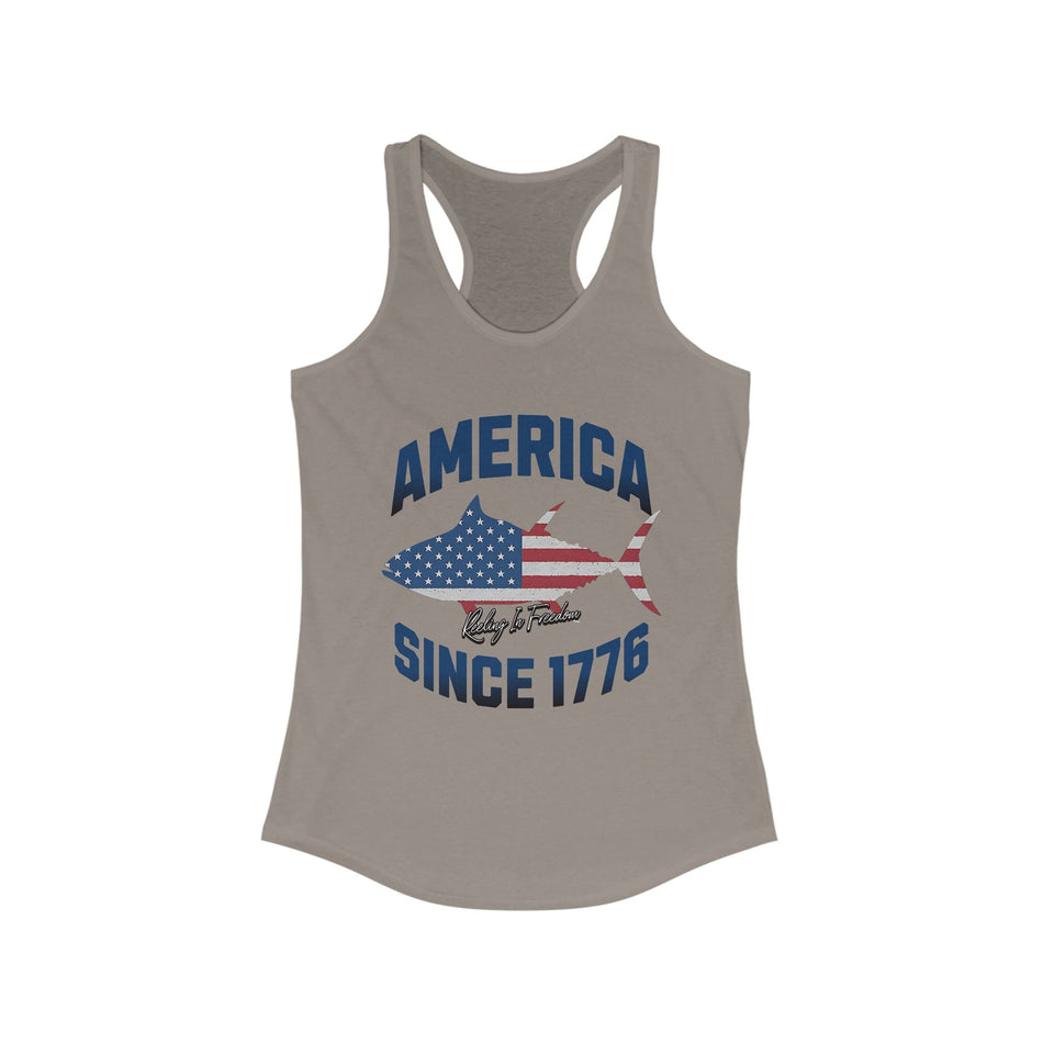 Patriotic Women's Racerback Tank Top, Ideal for Independence Day, Summer BBQs, Casual Outings, Fourth of July, American Pride - Get Tight Gear