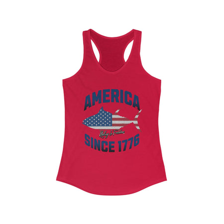 Patriotic Women's Racerback Tank Top, Ideal for Independence Day, Summer BBQs, Casual Outings, Fourth of July, American Pride - Get Tight Gear