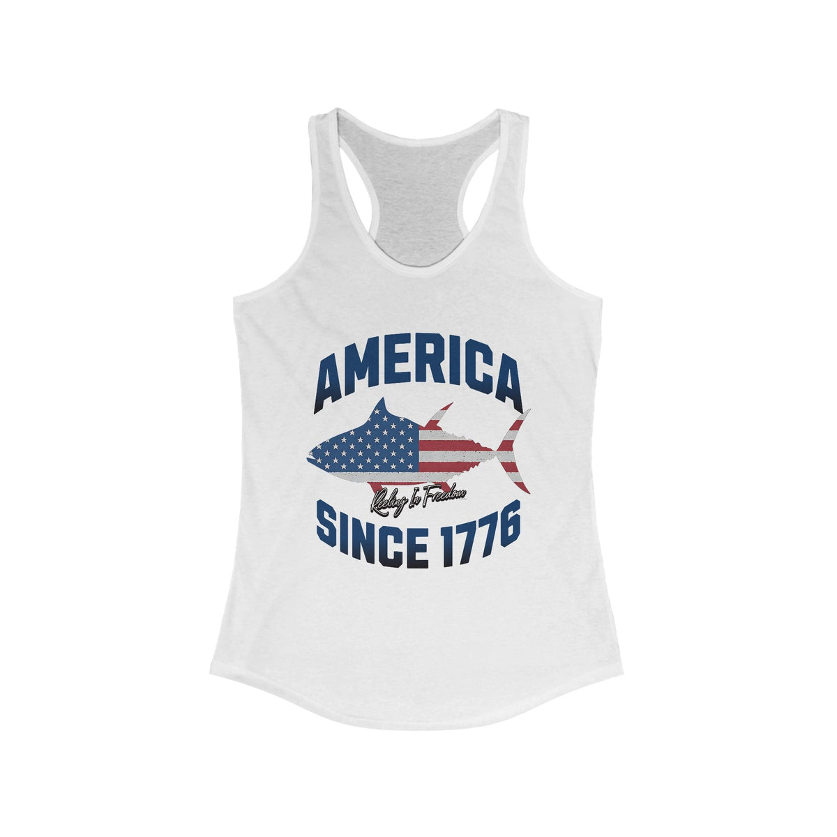 Patriotic Women's Racerback Tank Top, Ideal for Independence Day, Summer BBQs, Casual Outings, Fourth of July, American Pride - Get Tight Gear