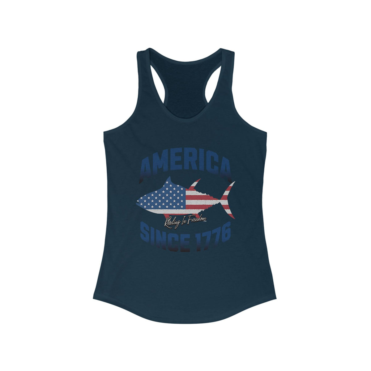 Patriotic Women's Racerback Tank Top, Ideal for Independence Day, Summer BBQs, Casual Outings, Fourth of July, American Pride - Get Tight Gear