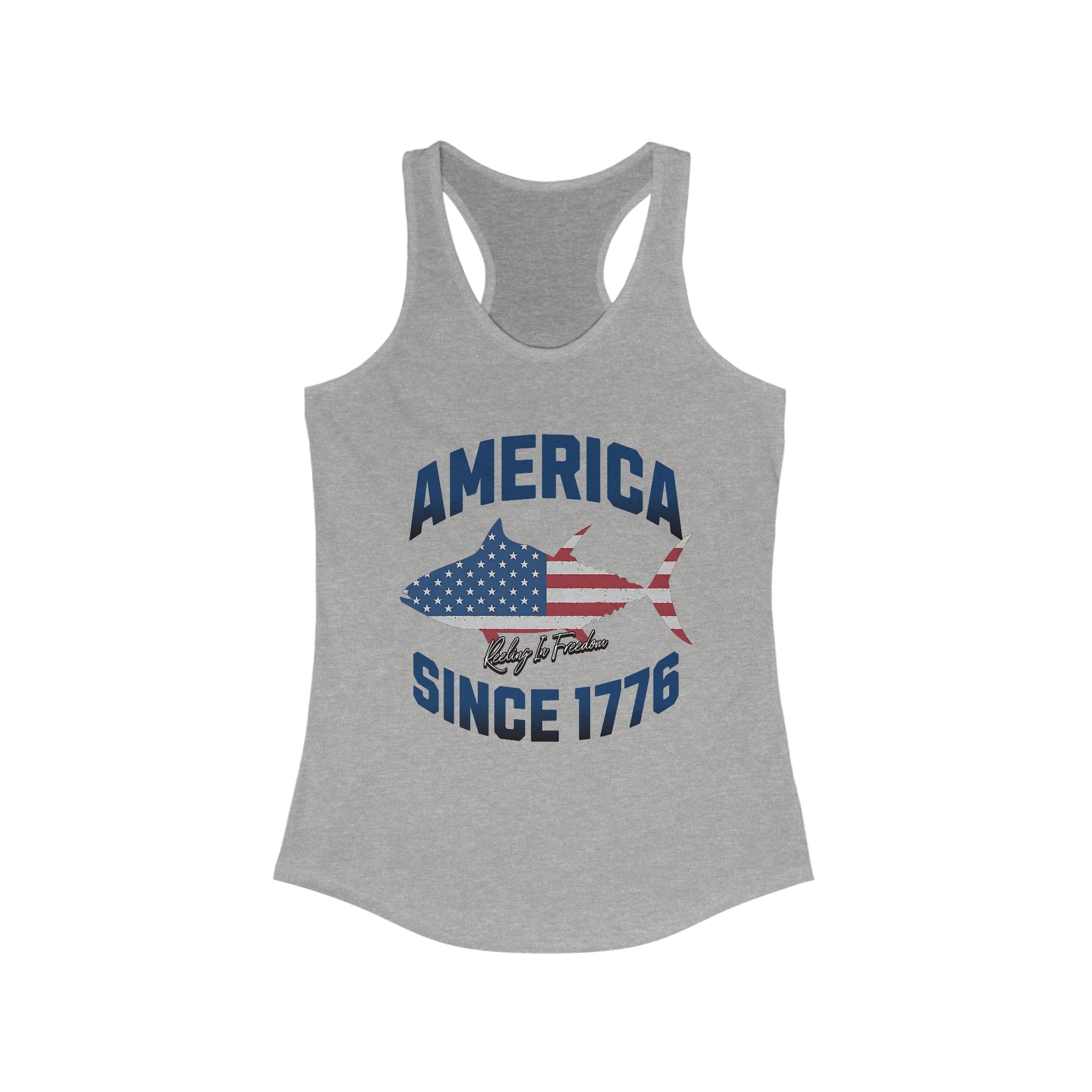 Patriotic Women's Racerback Tank Top, Ideal for Independence Day, Summer BBQs, Casual Outings, Fourth of July, American Pride - Get Tight Gear