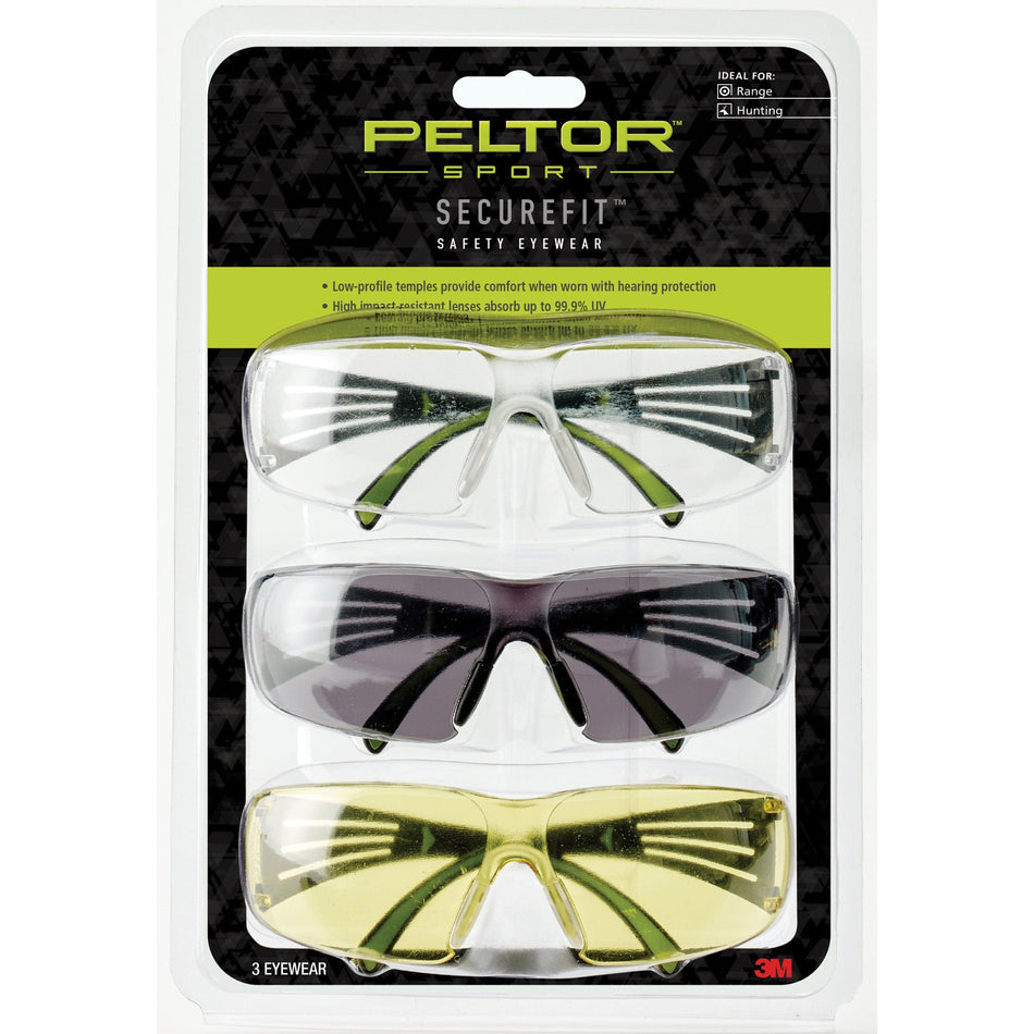 PELTOR SECUREFIT 400 EYE PROT 3 - PACK - Get Tight Gear