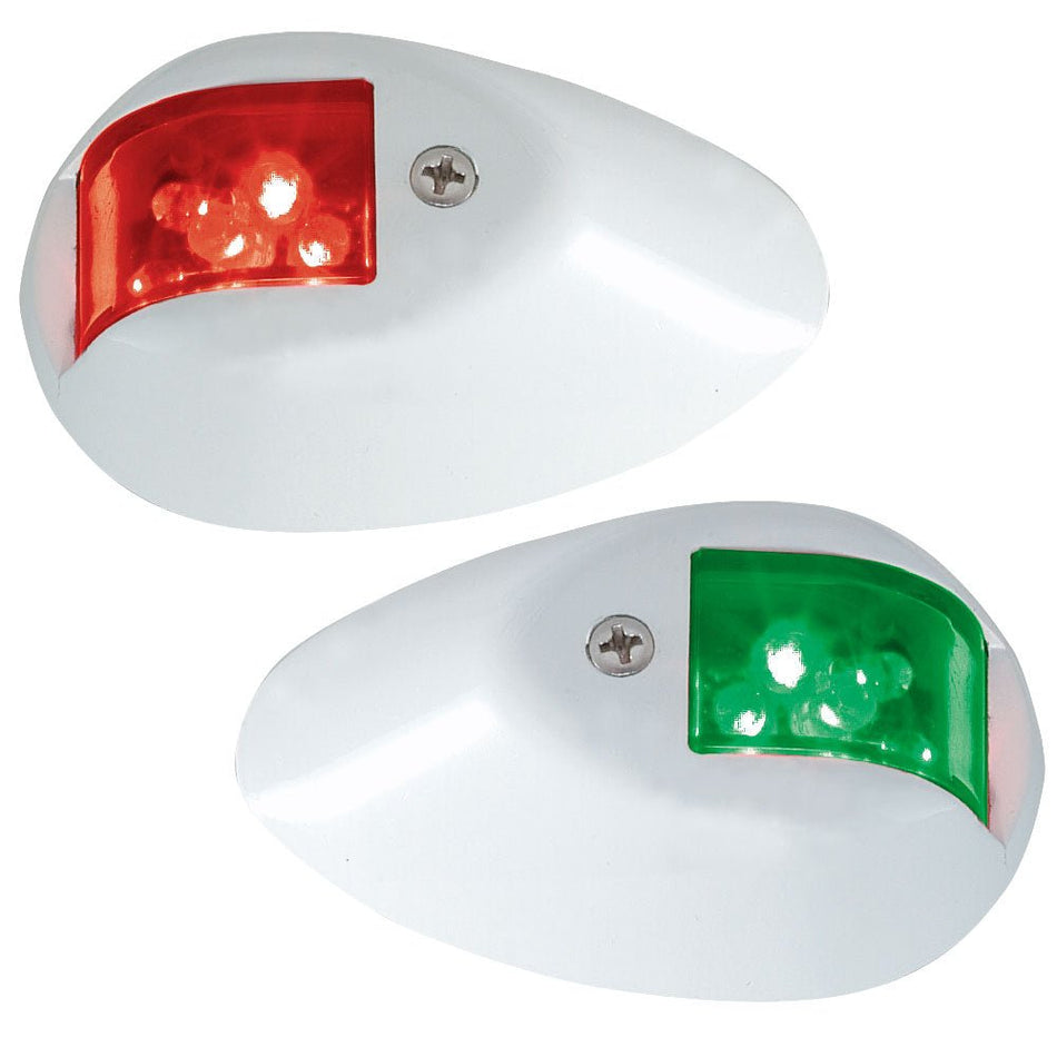 Perko LED Side Lights - Red/Green - 24V - White Epoxy Coated Housing - Get Tight Gear