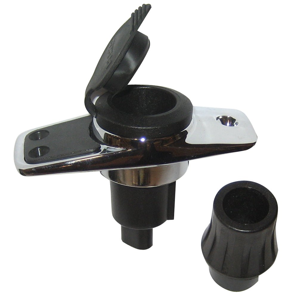 Perko Locking Collar Pole Light Mounting Base - 2 Pin - Chrome Plated w/Black Cover - Get Tight Gear