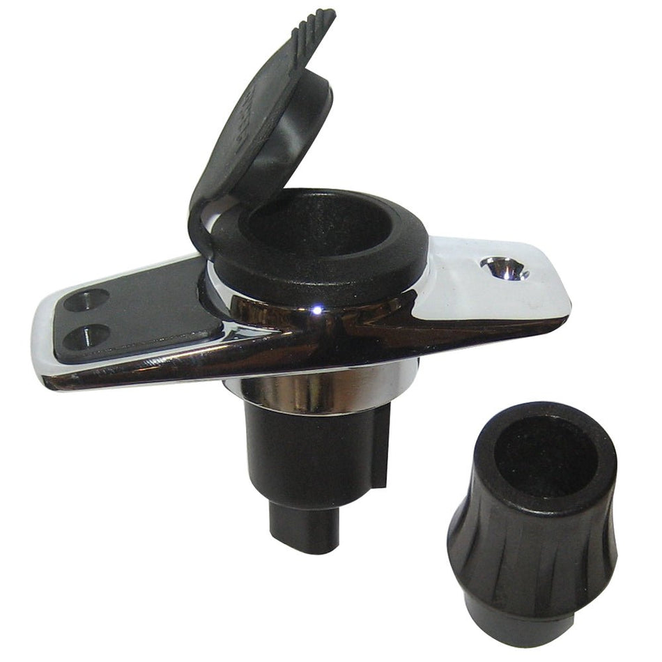 Perko Locking Collar Pole Light Mounting Base - 2 Pin - Chrome Plated w/Black Cover - Get Tight Gear