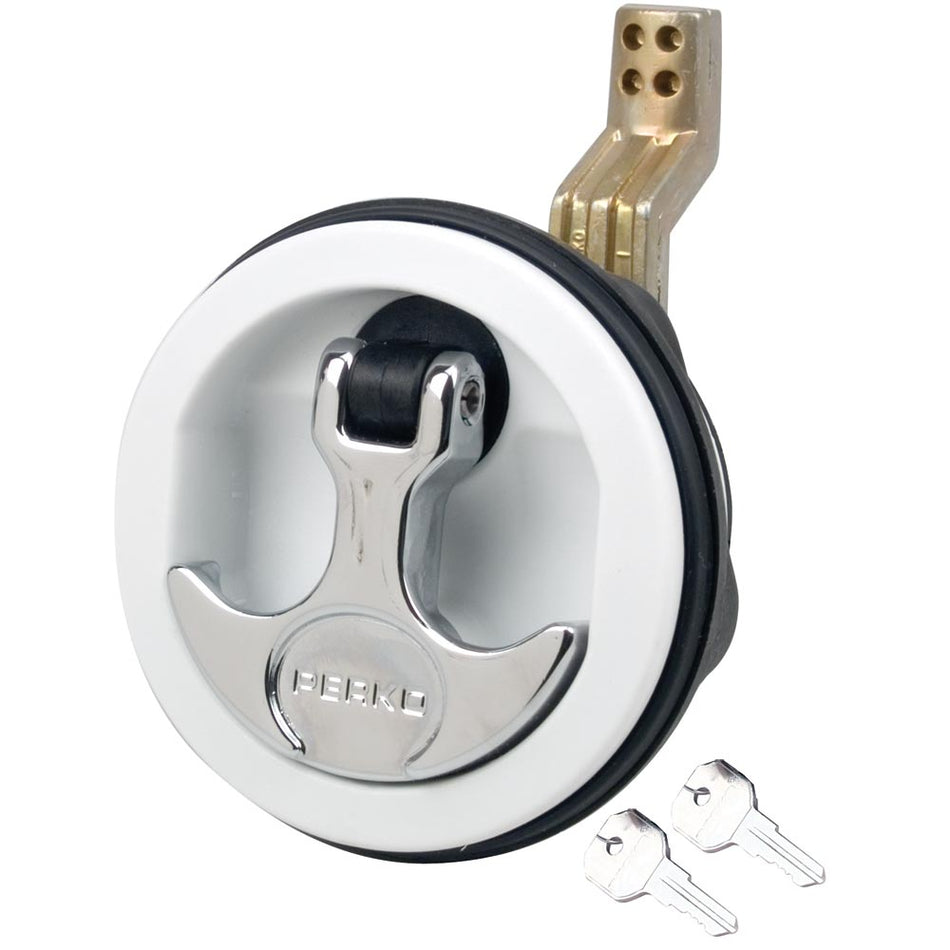 Perko Surface Mount & Latch - White Body, Chrome Handle, Offset Cam Bar, 3/4" - 2 - 3/8" - Get Tight Gear
