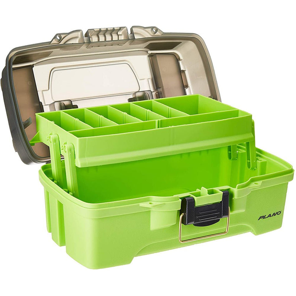 Plano 1 - Tray Tackle Box w/Dual Top Access - Smoke & Bright Green - Get Tight Gear