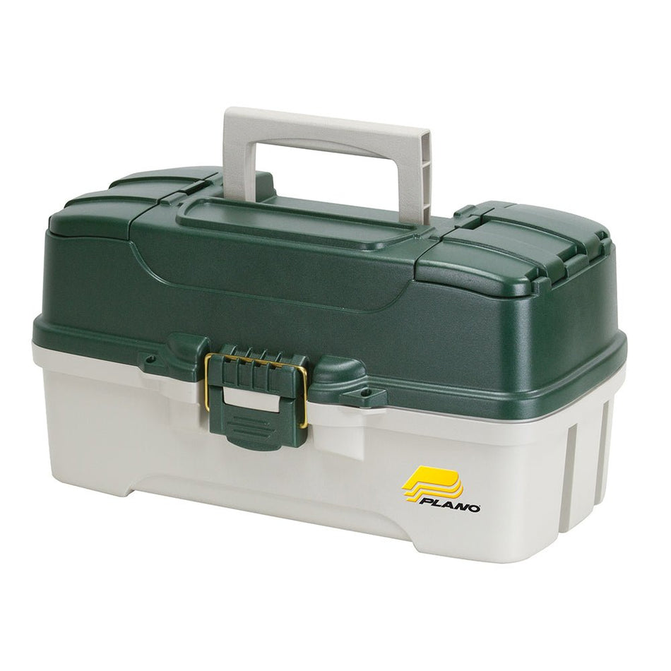 Plano 3 - Tray Tackle Box w/Duel Top Access - Dark Green Metallic/Off White - Get Tight Gear