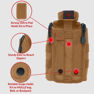 Premium Tactical IFAK Kit w Rip - Away Velcro, SOF Tourniquet & CELOX - Get Tight Gear