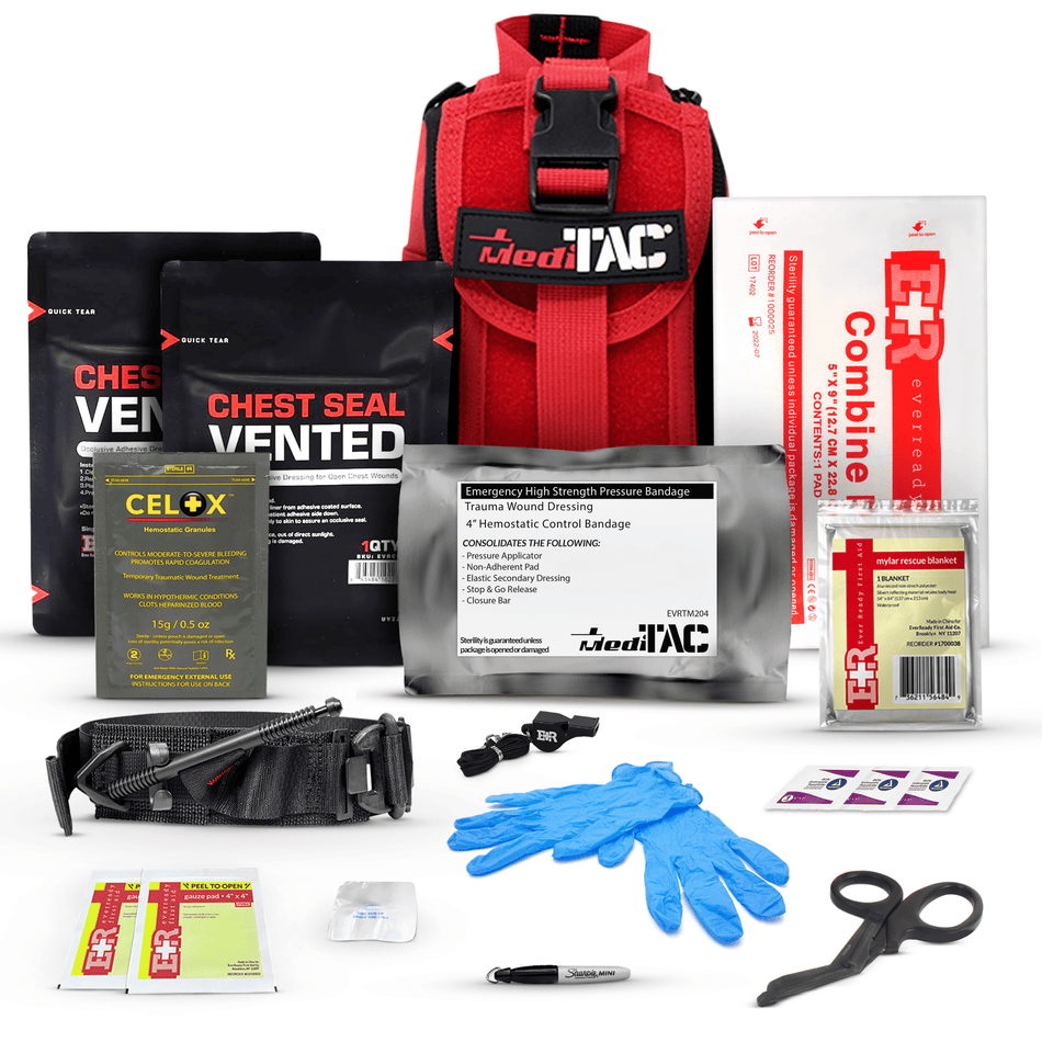 Premium Tactical IFAK Kit w Rip - Away Velcro, SOF Tourniquet & CELOX - Get Tight Gear