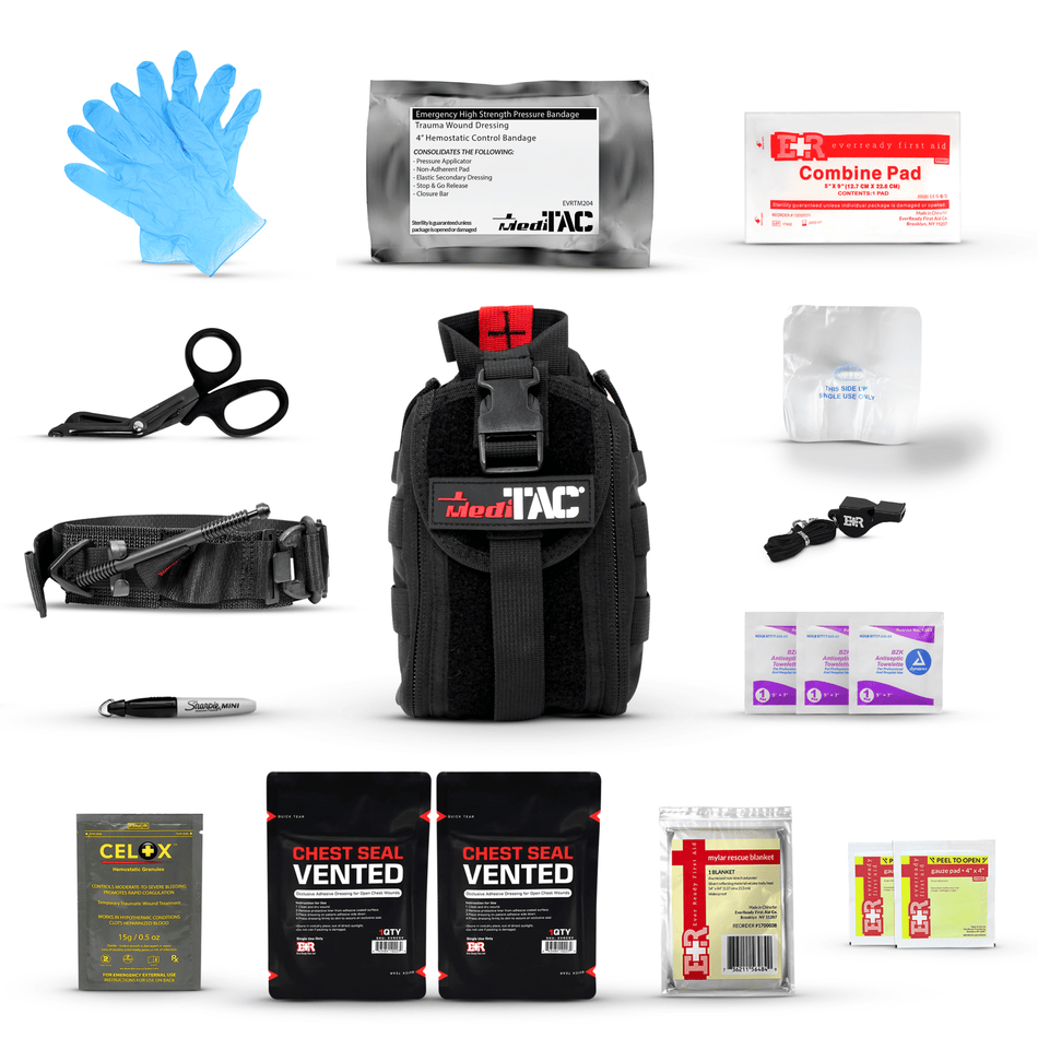 Premium Tactical IFAK Kit w Rip - Away Velcro, SOF Tourniquet & CELOX - Get Tight Gear