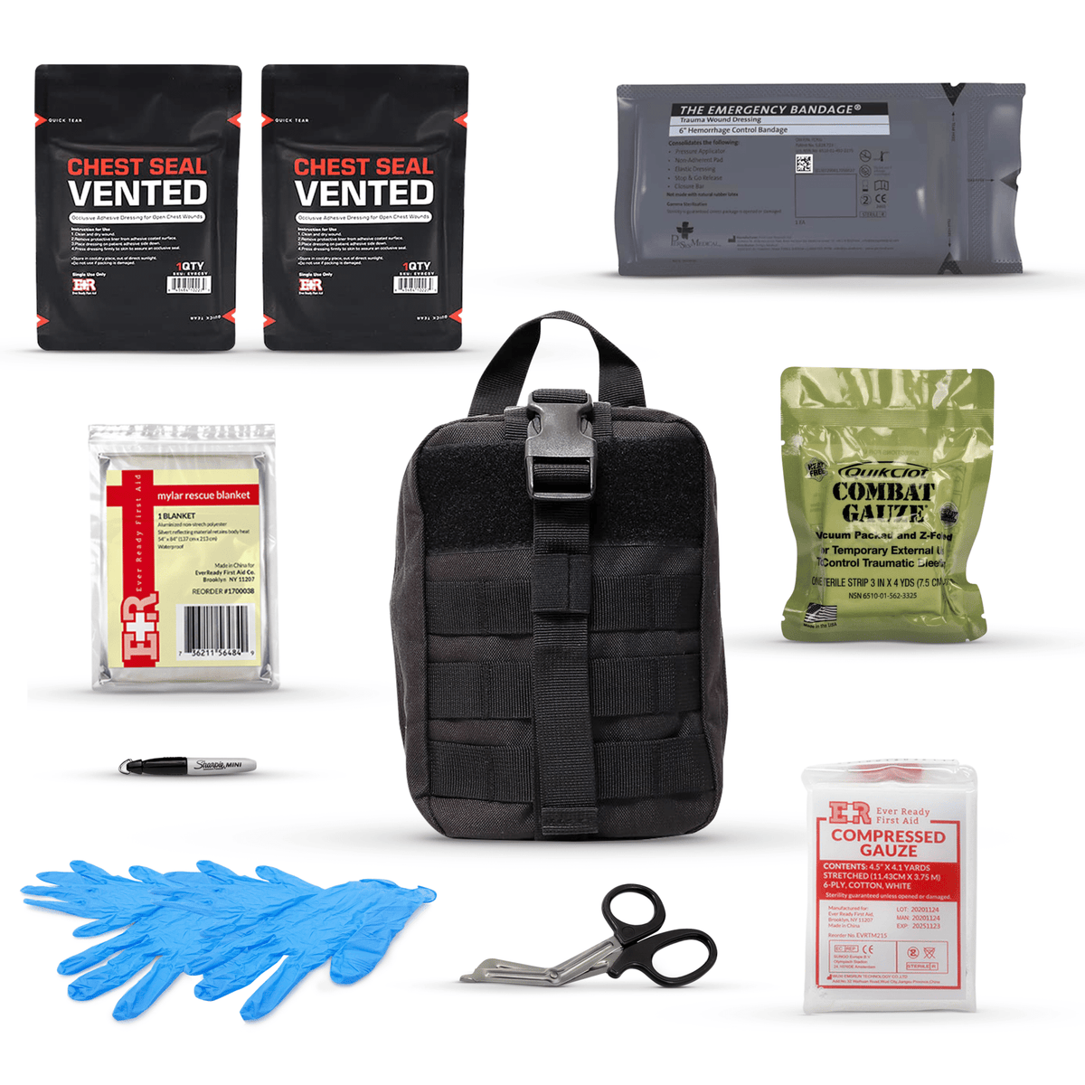 Premium Trauma IFAK Compact Kit with CAT Tourniquet & Chest Seals - Get Tight Gear