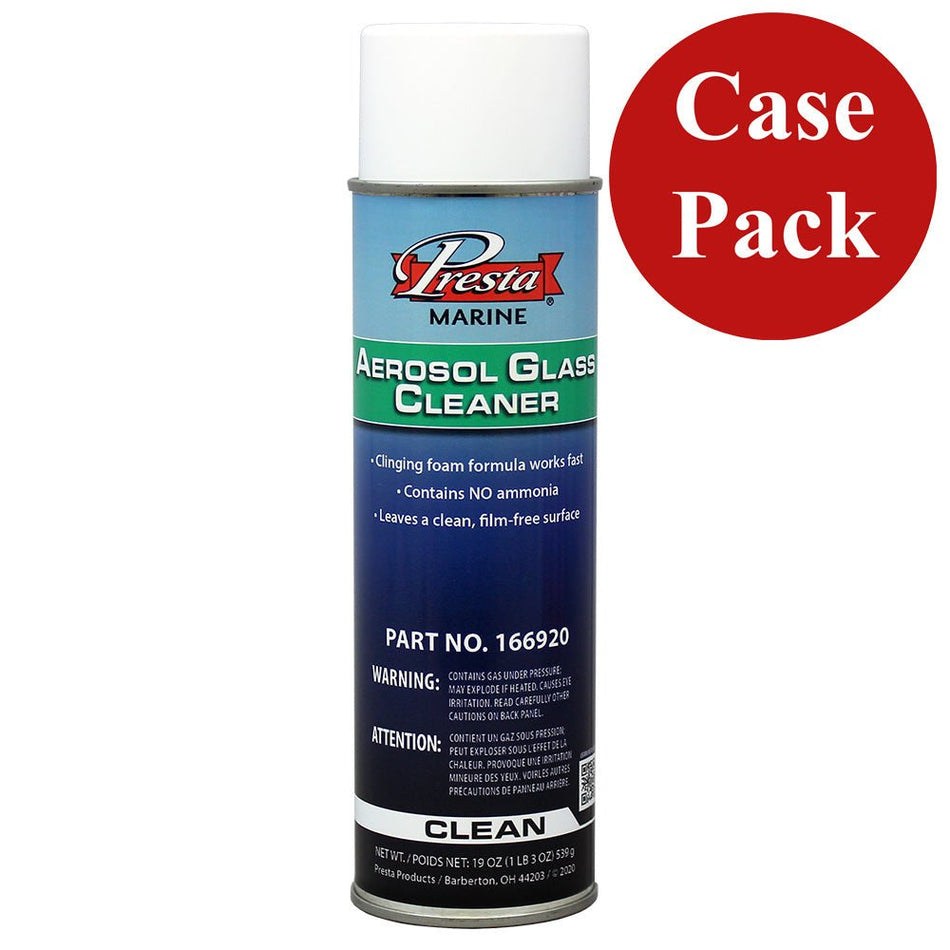 Presta Marine Ammonia Free Aerosol Glass Cleaner - 19oz - *Case of 12* - Get Tight Gear