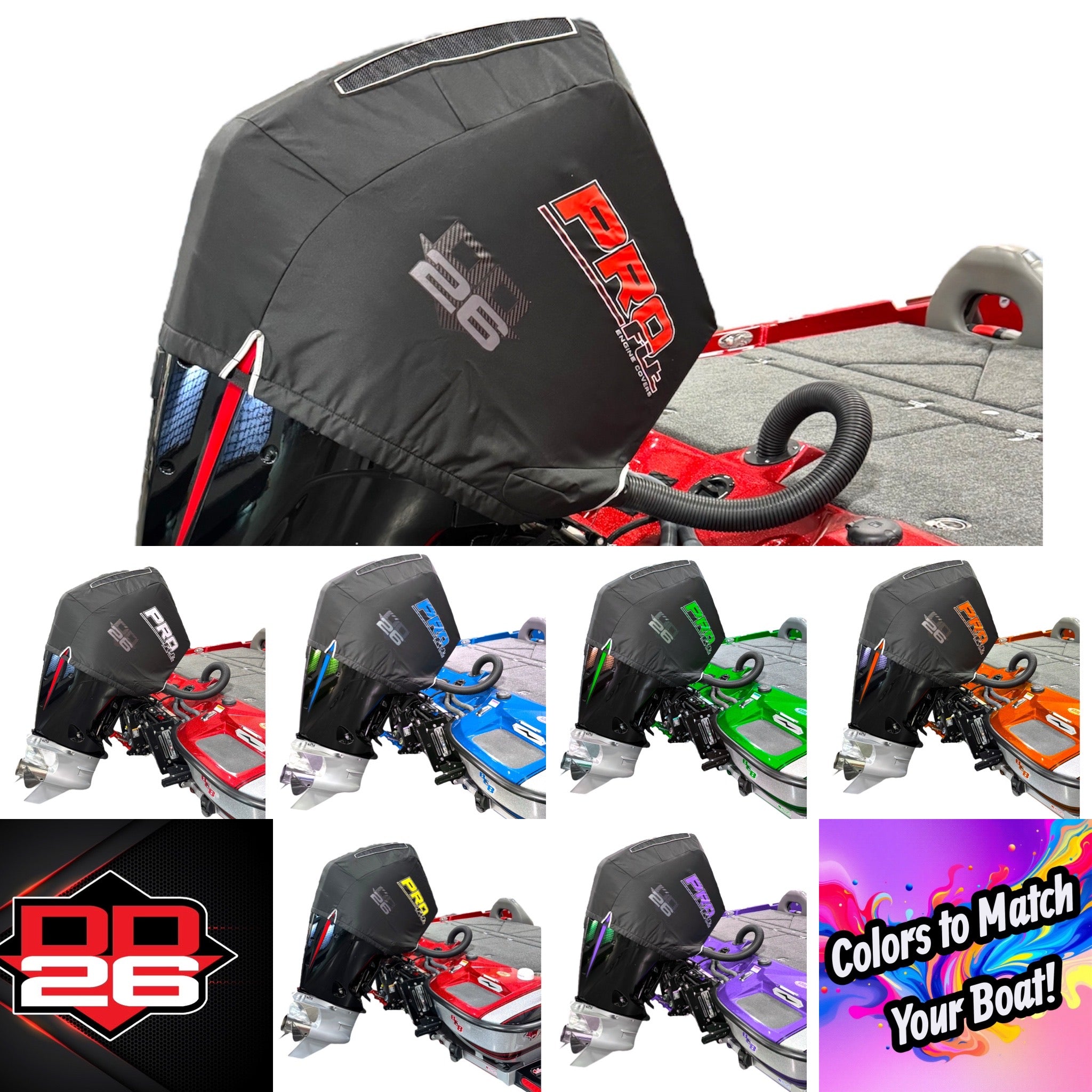 PRO Fit Engine Cover by DD26 Fishing fits the Mercury 4 - Stroke Pro XS 200 - 300, V8 Engines - Get Tight Gear