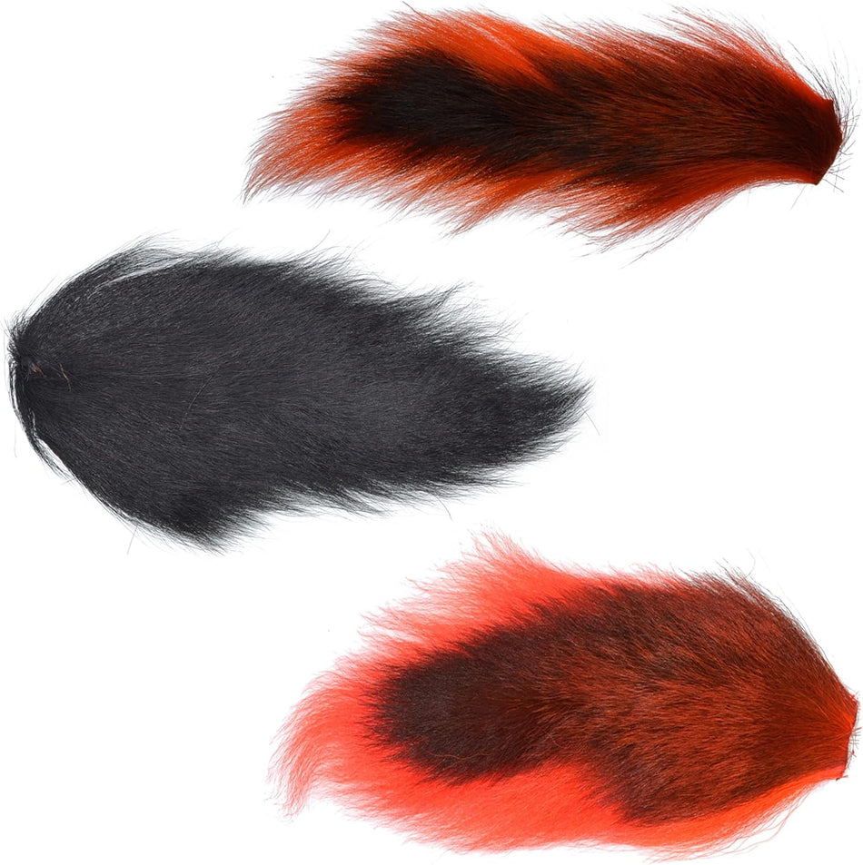 Pro Grade Medium Bucktails Master Pack - 3 Colors - Black Red Orange Tube Fly Streamer Deer Tail Hair - Get Tight Gear