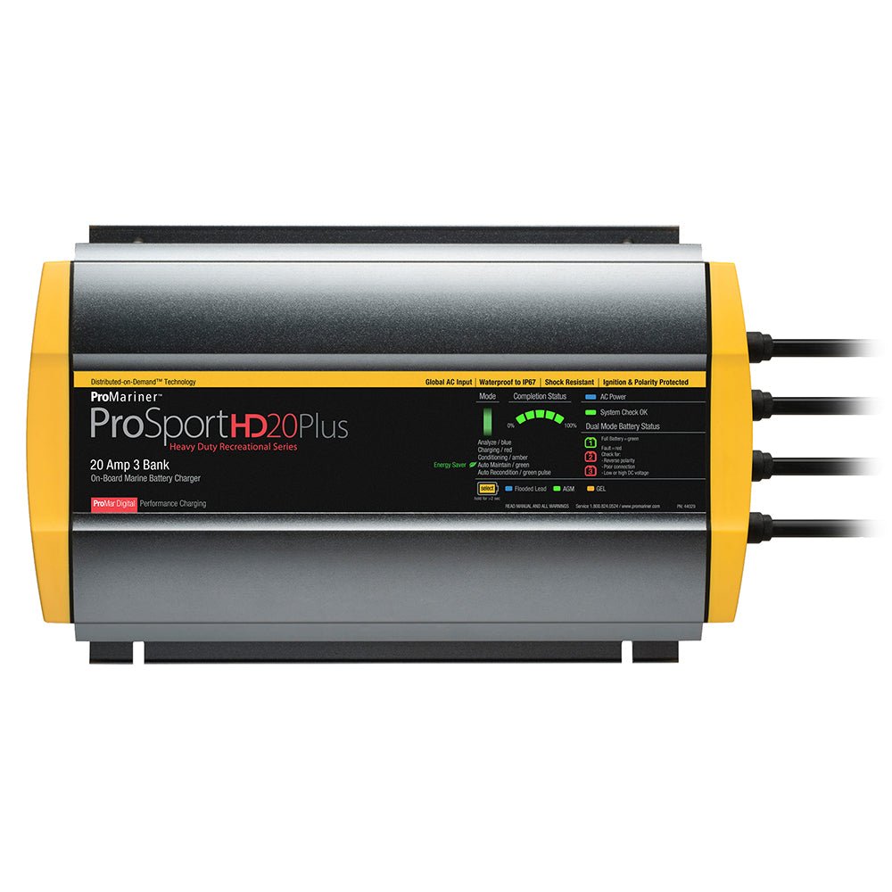 ProMariner ProSportHD 20 Plus Global Gen 4 - 20 Amp - 3 - Bank Battery Charger - Get Tight Gear