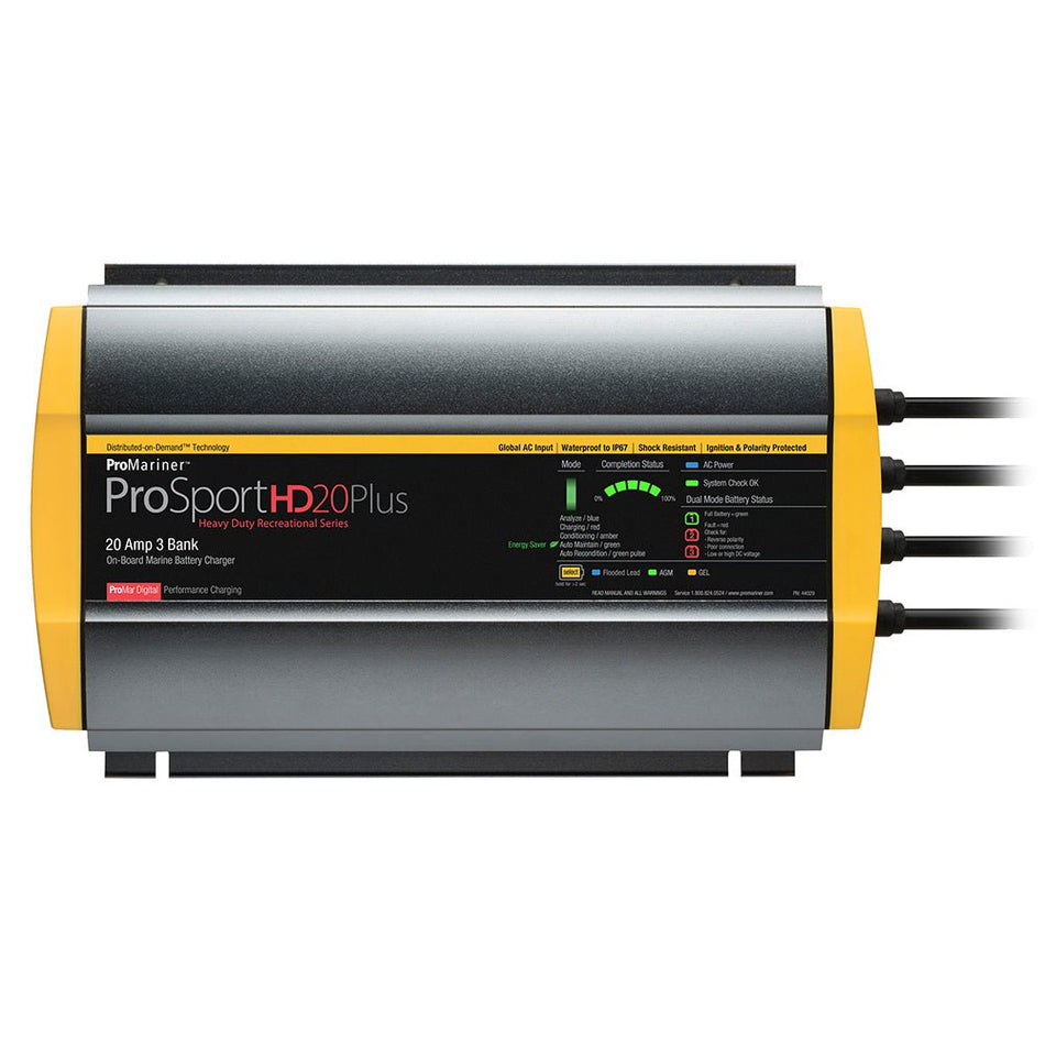 ProMariner ProSportHD 20 Plus Global Gen 4 - 20 Amp - 3 - Bank Battery Charger - Get Tight Gear
