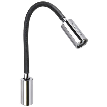 Quick Audrey Wall Light w/USB Daylight - Black Leather - Chrome - Get Tight Gear