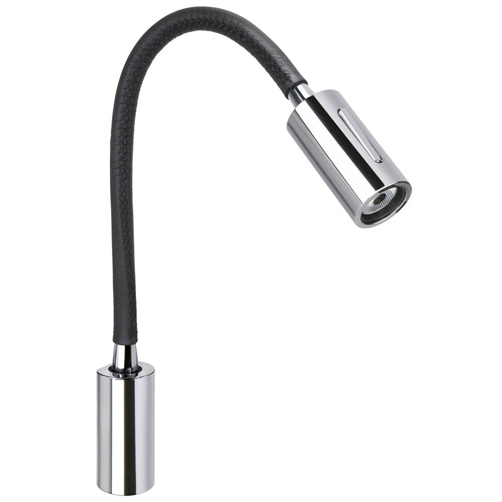 Quick Audrey Wall Light w/USB Daylight - Black Leather - Chrome - Get Tight Gear