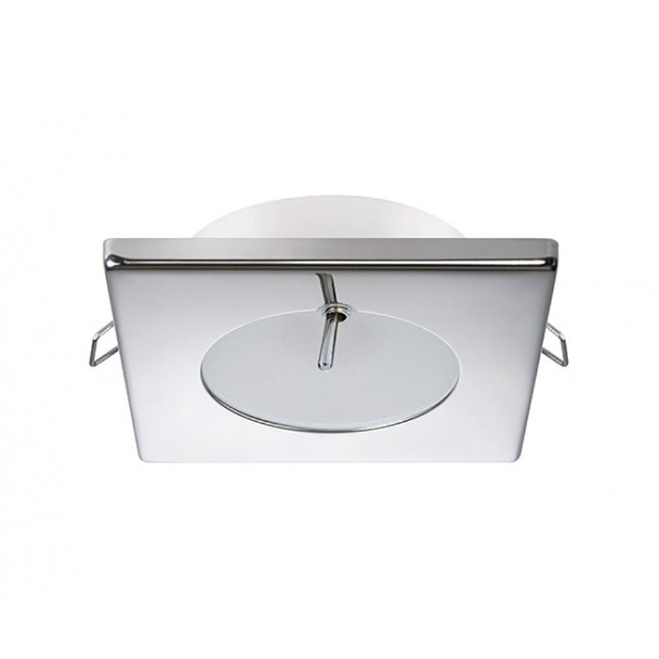 Quick Bryan CS Downlight LED - 2W, IP40, Spring Mounted w/Switch - Square Stainless Bezel, Round Warm White Light - Get Tight Gear