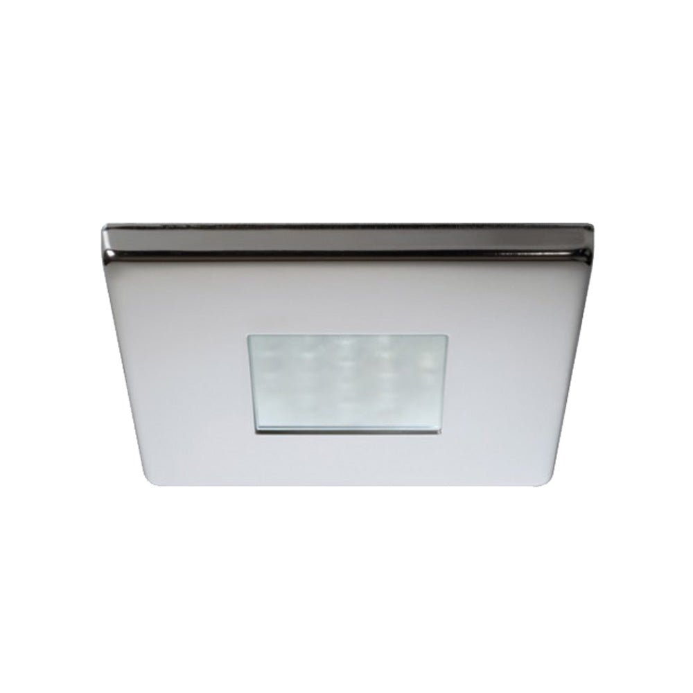 Quick Edwin C Downlight LED - 2W, IP66, Screw Mounted - Square Stainless Bezel, Square Warm White Light - Get Tight Gear